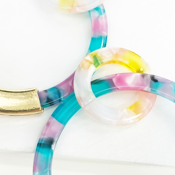 Linked Hoop Earrings in Teal - Picture 7 of 7